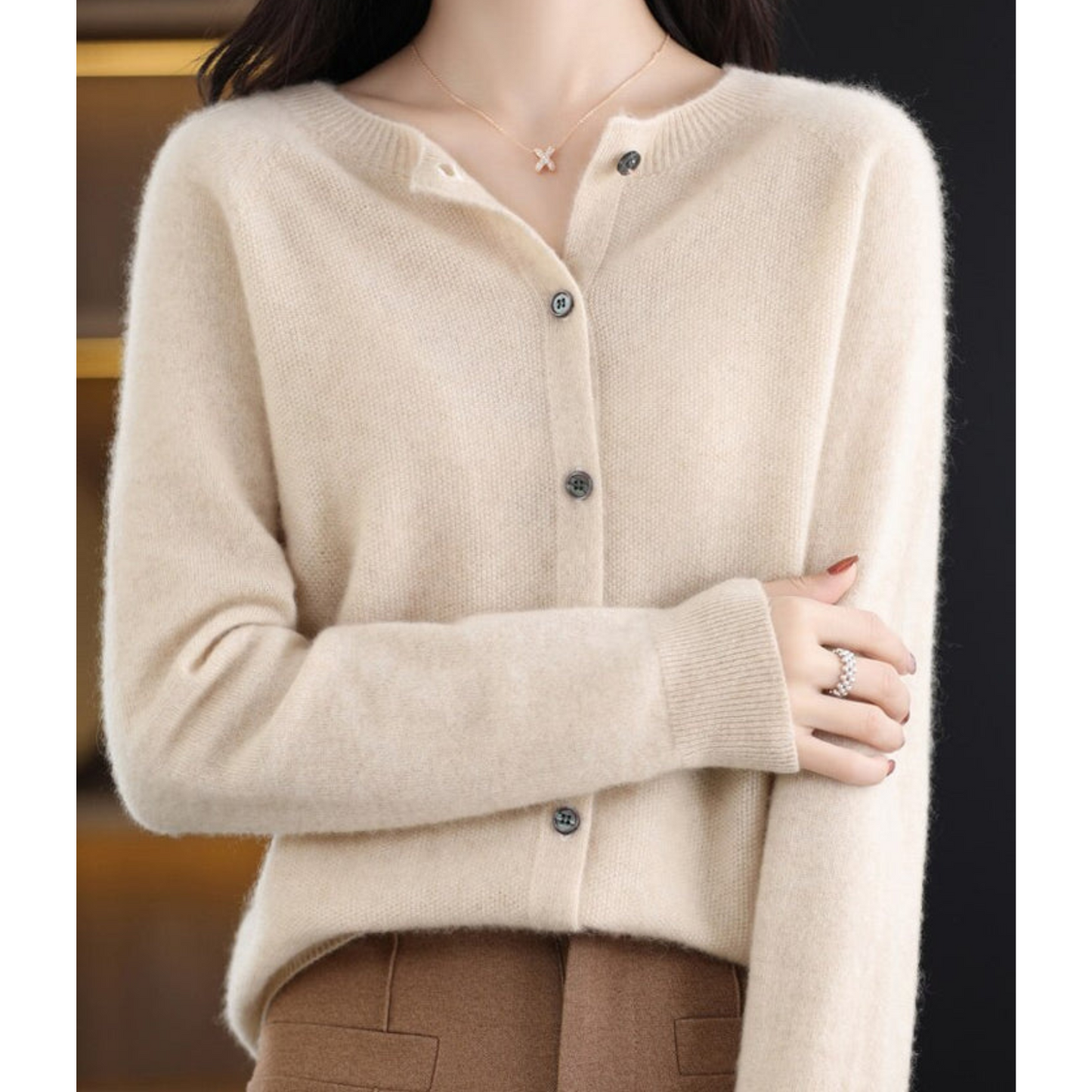 DMT | Damen Rundhals Cardigan Pullover