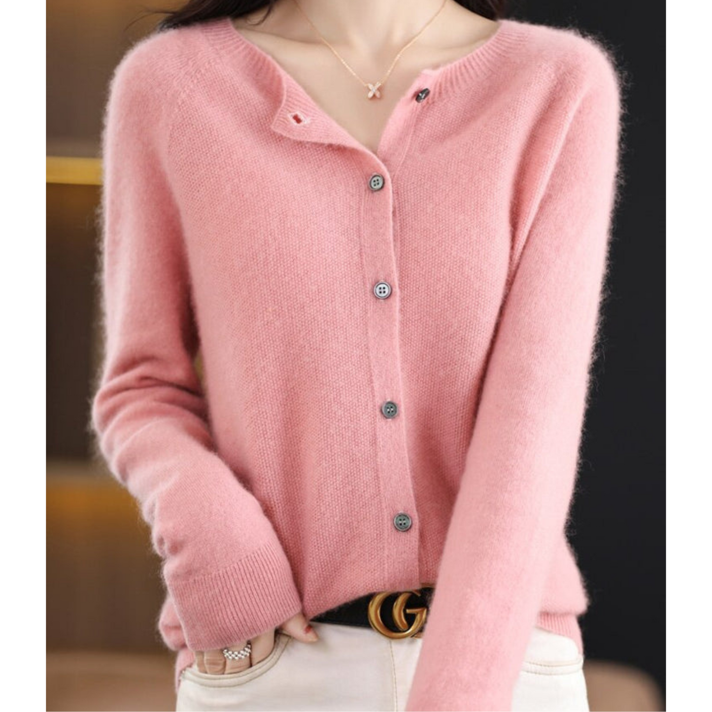 DMT | Damen Rundhals Cardigan Pullover