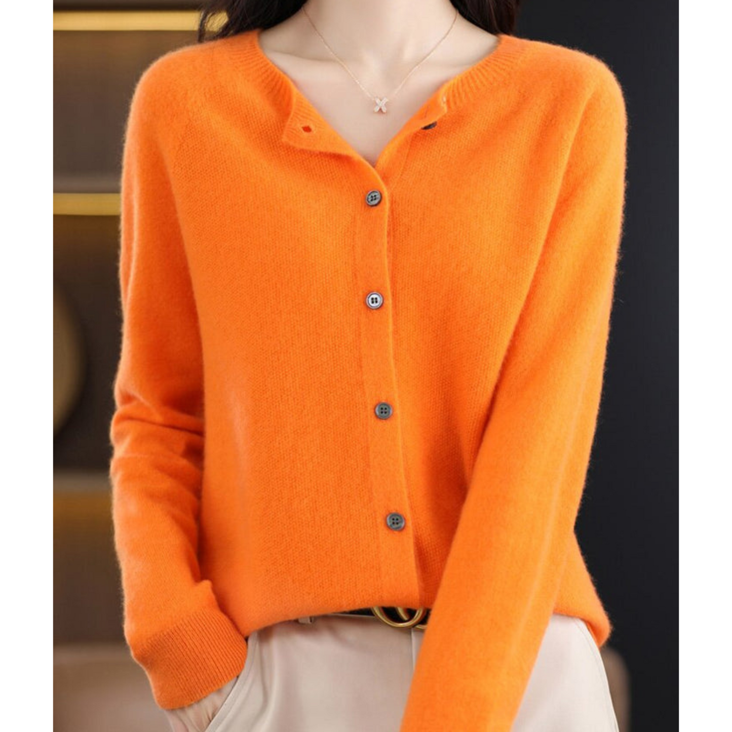 DMT | Damen Rundhals Cardigan Pullover