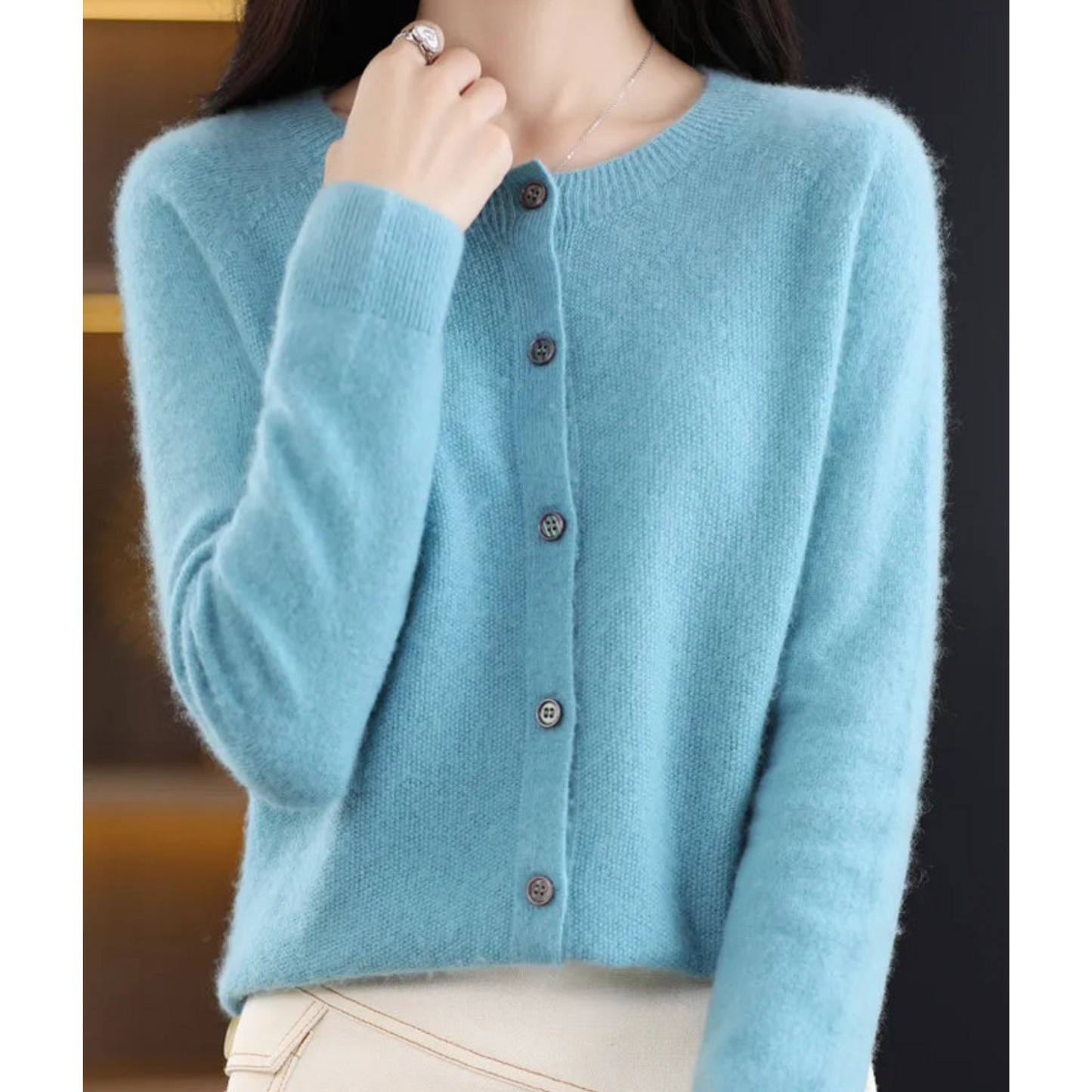 DMT | Damen Rundhals Cardigan Pullover