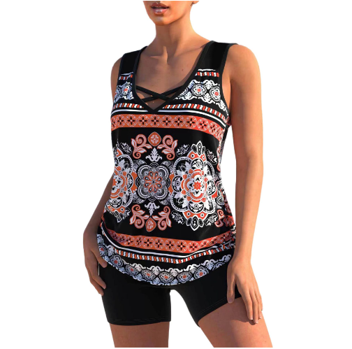 DMT | Tankini-Set | Sommerliches Tankini-Set mit geometrischem V-Ausschnitt
