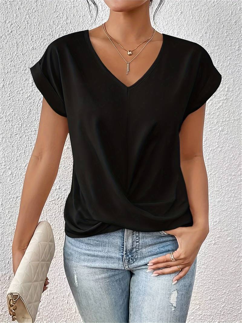 DMT | Kurzarm-V-Ausschnitt-Shirt – Leichtes und stilvolles Basic für Damen