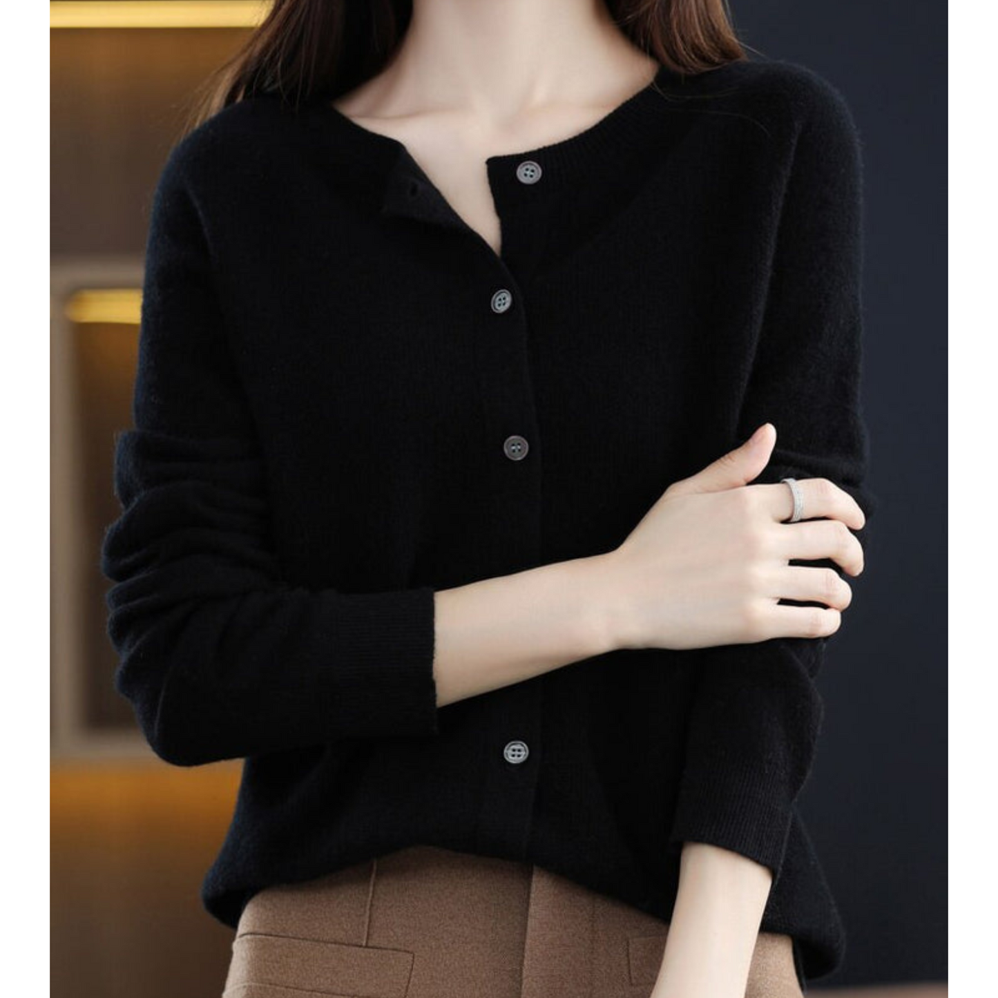 DMT | Damen Rundhals Cardigan Pullover