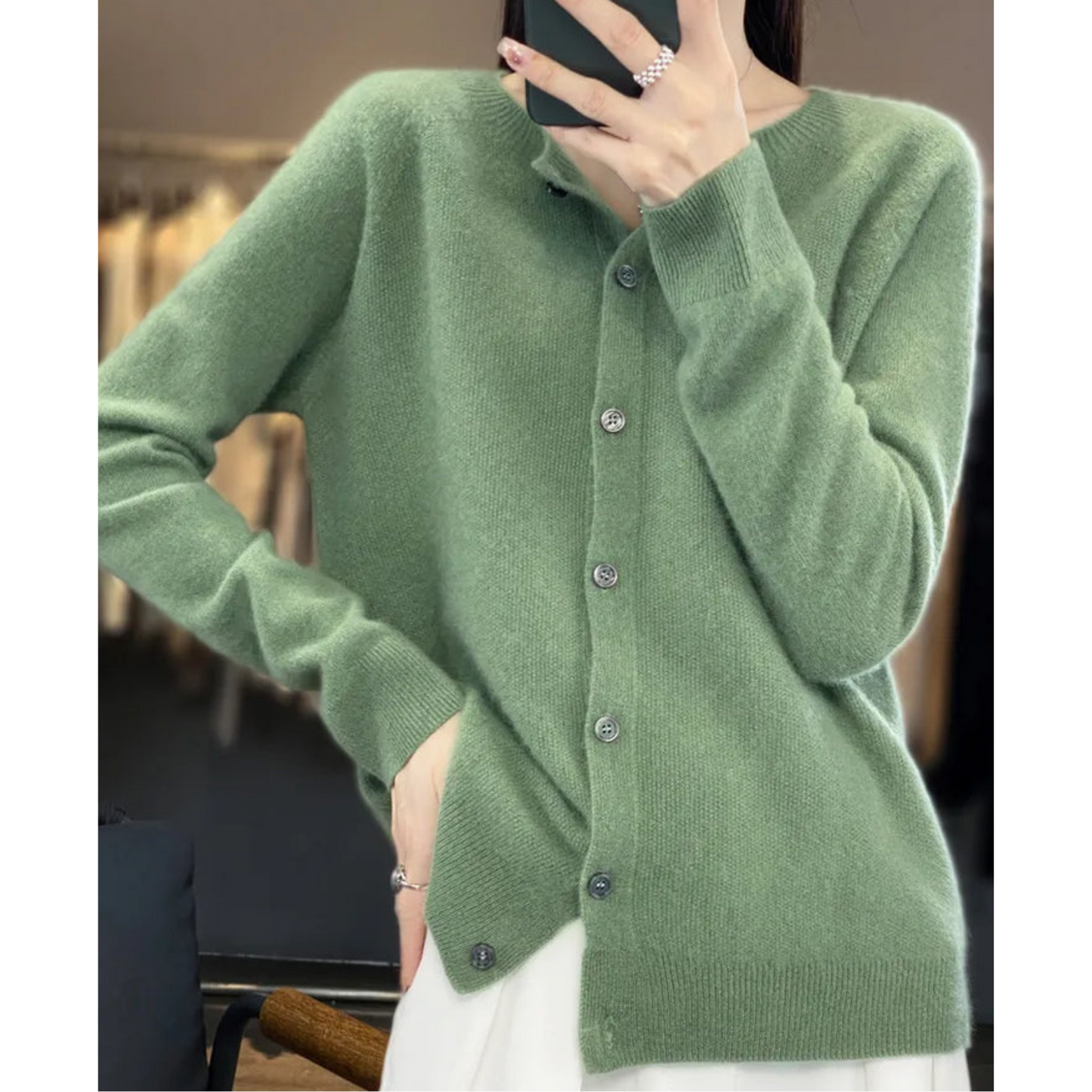 DMT | Damen Rundhals Cardigan Pullover