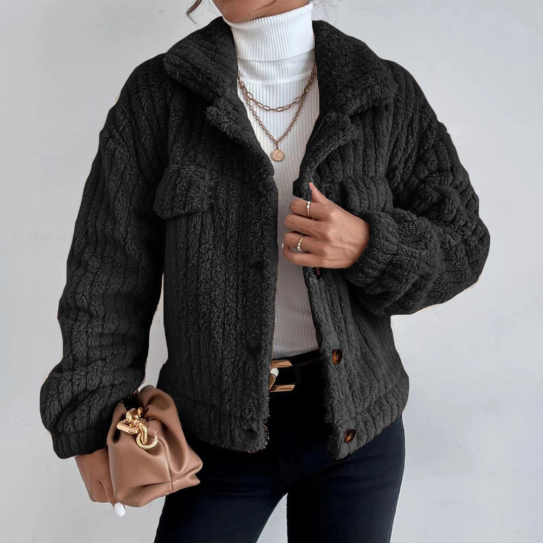 Deutsche Mode Trends | Jacke aus dickem Plüsch und Samt