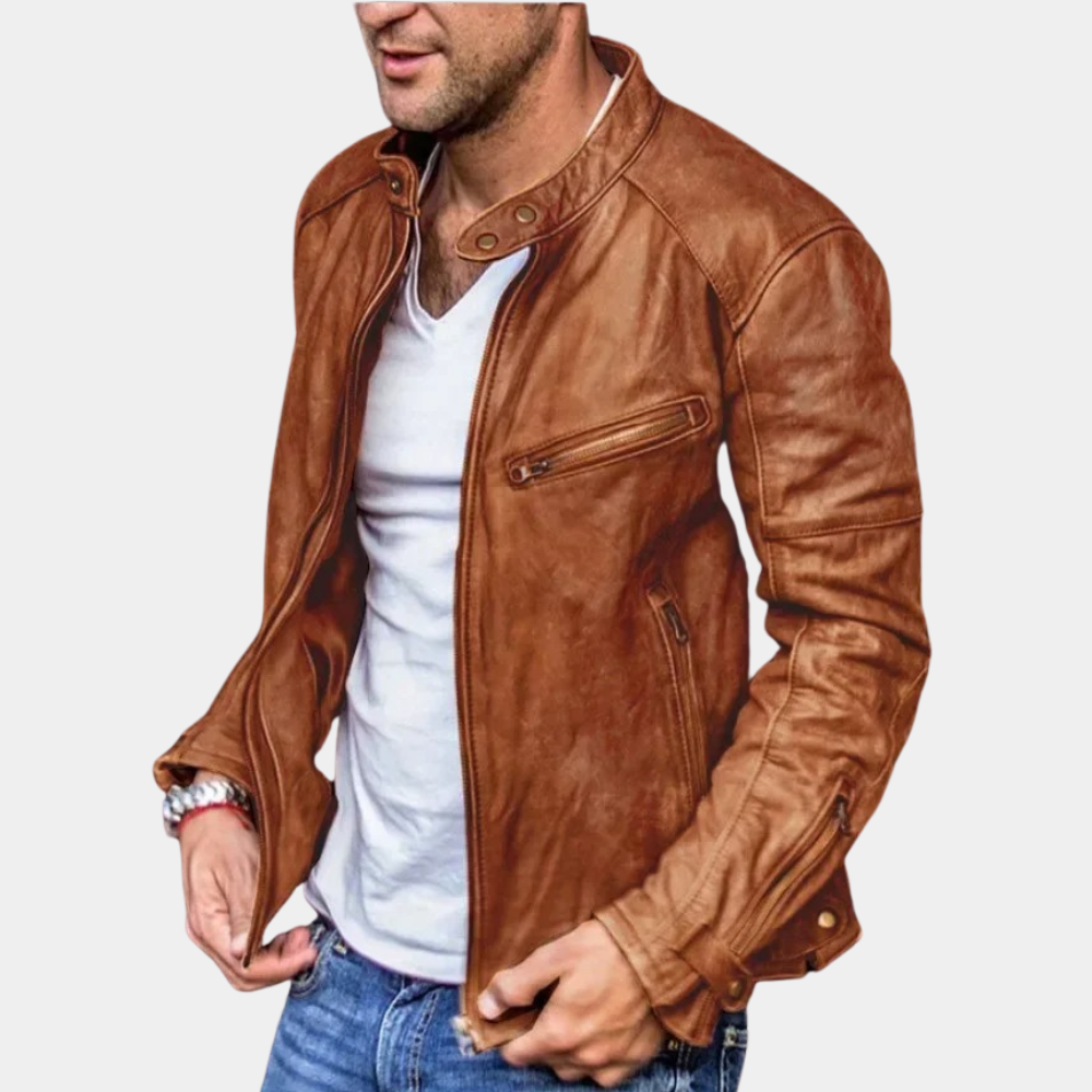Deutsche Mode Trends | Klassische Wetterfeste Lederjacke Für Männer