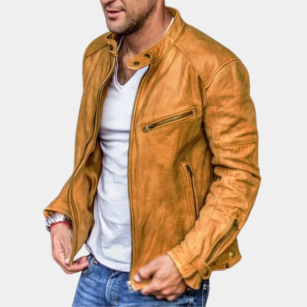 Deutsche Mode Trends | Klassische Wetterfeste Lederjacke Für Männer