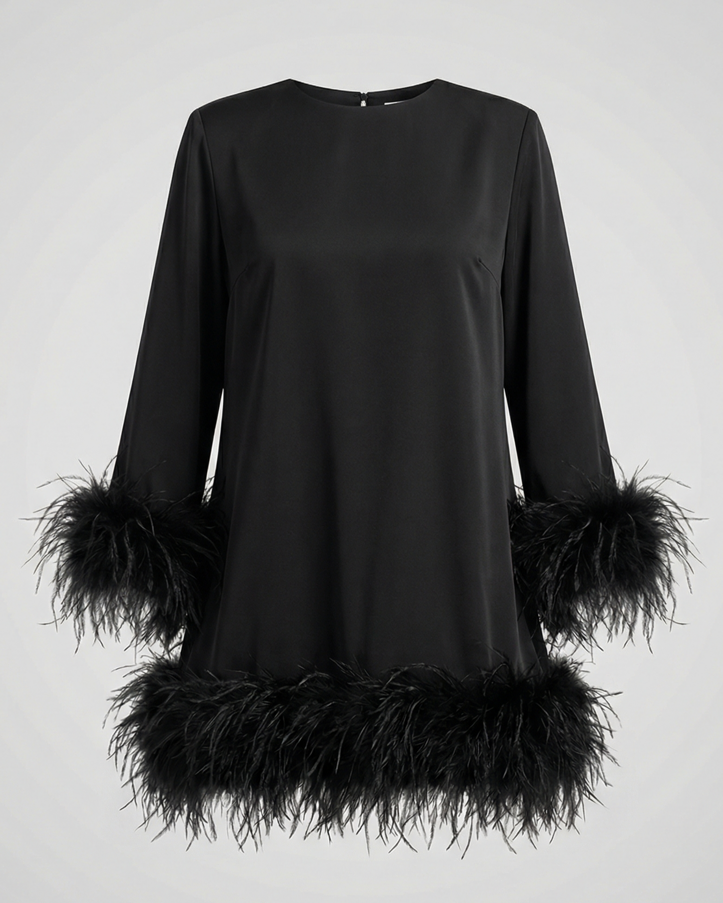 Asymmetrisches Feder Minikleid Damen