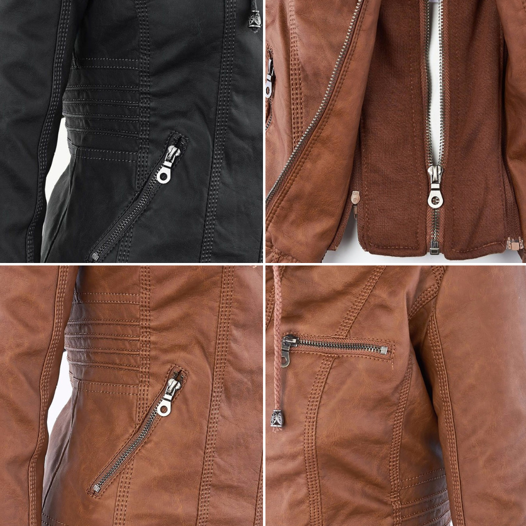 DMT - Damen Lederjacke mit Kapuze