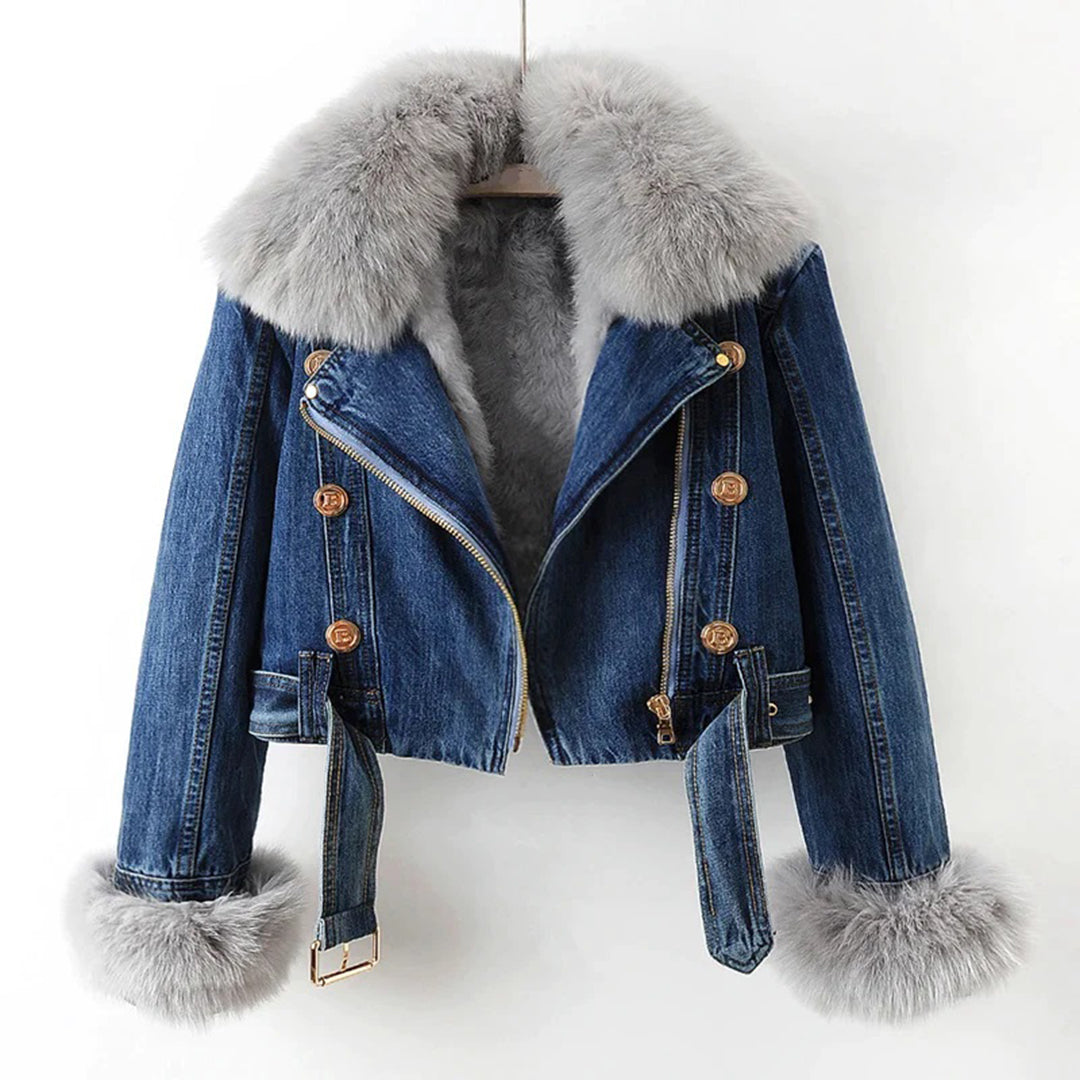 Deutsche Mode Trends | Jeansjacke mit Flauschigem Kragen