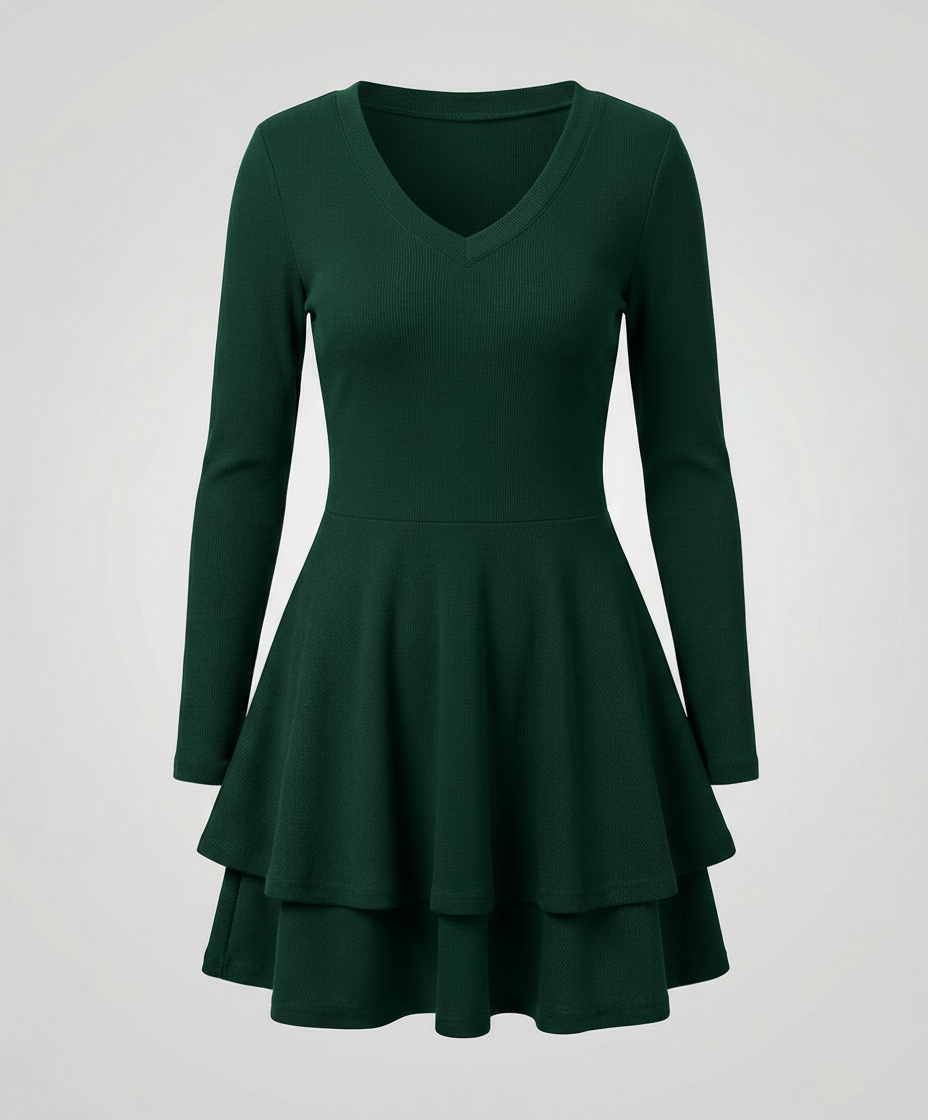 Damen Wickelkleid Rüschen