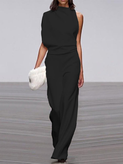 DMT|Damen Jumpsuit Mit Rundhalsausschnitt, Armellos Und Weitem Bein