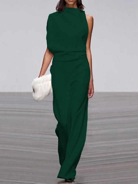 DMT|Damen Jumpsuit Mit Rundhalsausschnitt, Armellos Und Weitem Bein