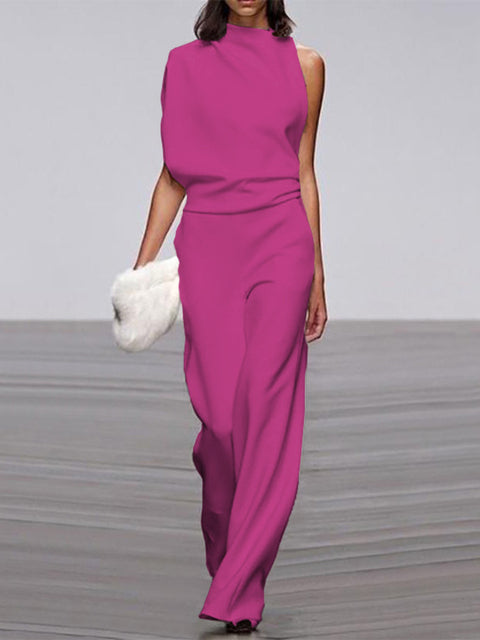 DMT|Damen Jumpsuit Mit Rundhalsausschnitt, Armellos Und Weitem Bein