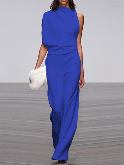 DMT|Damen Jumpsuit Mit Rundhalsausschnitt, Armellos Und Weitem Bein