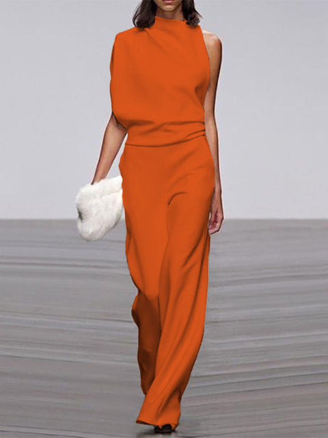 DMT|Damen Jumpsuit Mit Rundhalsausschnitt, Armellos Und Weitem Bein