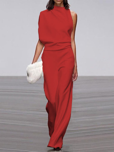 DMT|Damen Jumpsuit Mit Rundhalsausschnitt, Armellos Und Weitem Bein