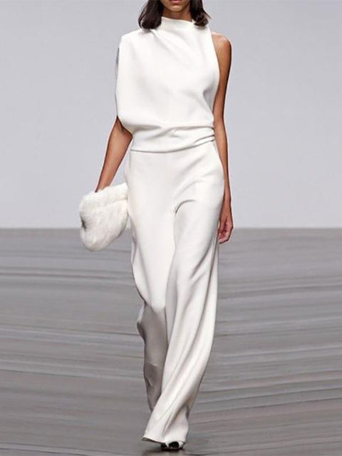 DMT|Damen Jumpsuit Mit Rundhalsausschnitt, Armellos Und Weitem Bein