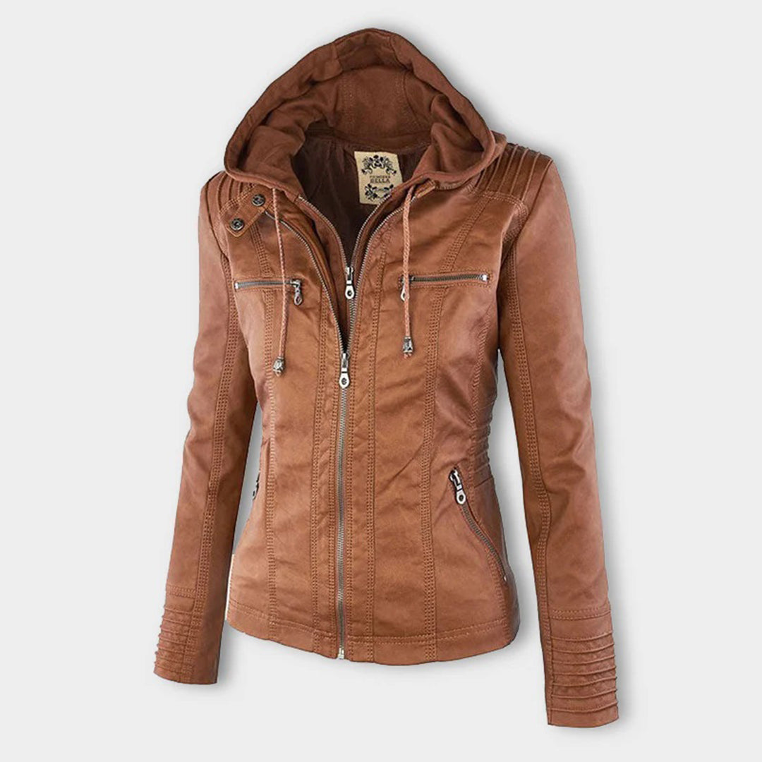 DMT - Damen Lederjacke mit Kapuze
