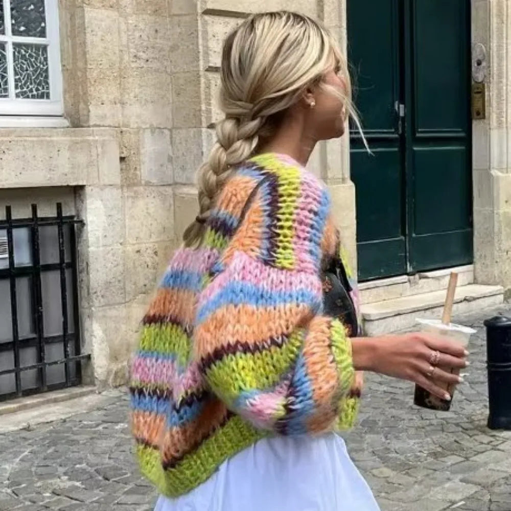 DMT | Gestreifte offene Strickjacke
