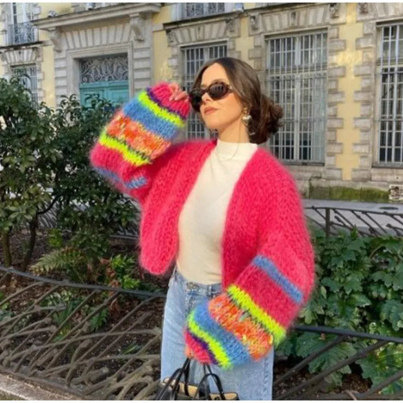 DMT | Gestreifte offene Strickjacke