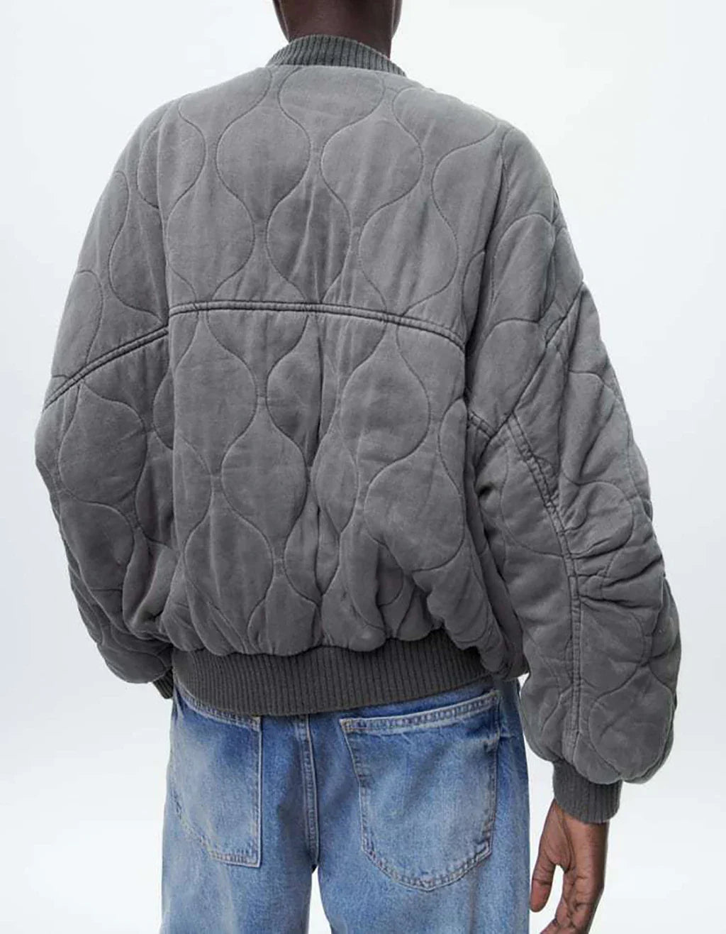 DMT | Damen Locker geschnittene Graue Bomberjacke