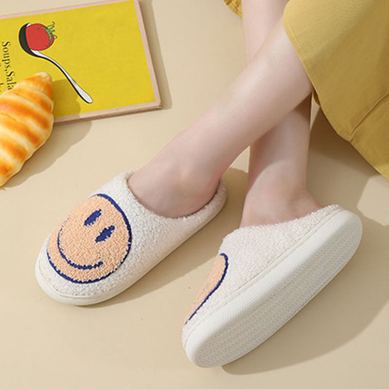 DMT | Großes Smiley-Muster Pelzpantoffel