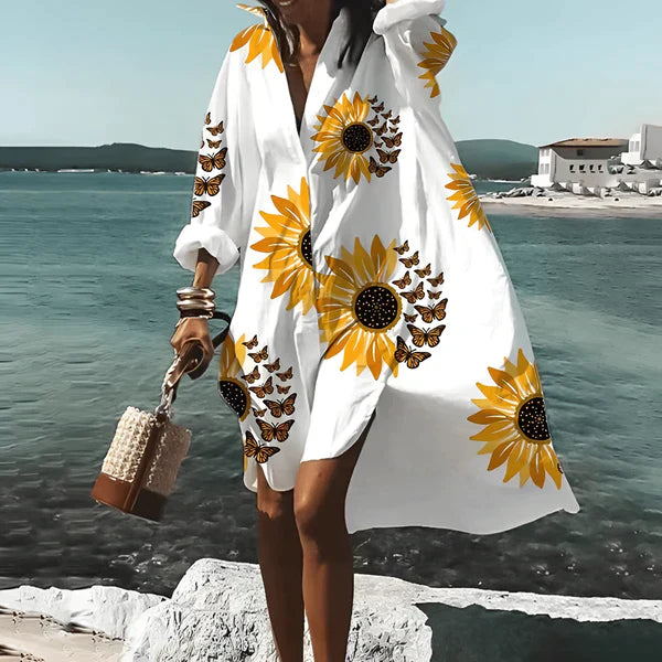 Deutsche Mode Trends | Knielanges Kleid mit einzigartigem Aufdruck