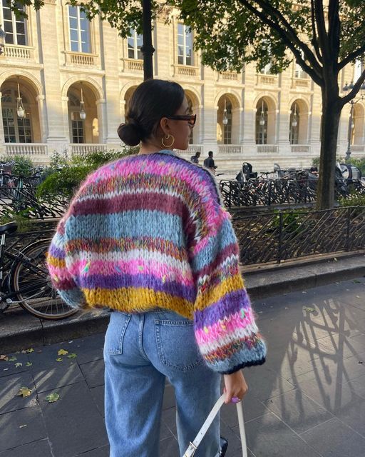 DMT | Gestreifte offene Strickjacke