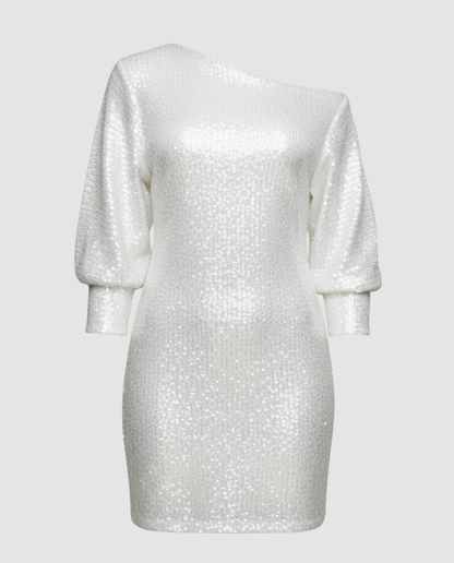 Glänzendes One Shoulder Minikleid
