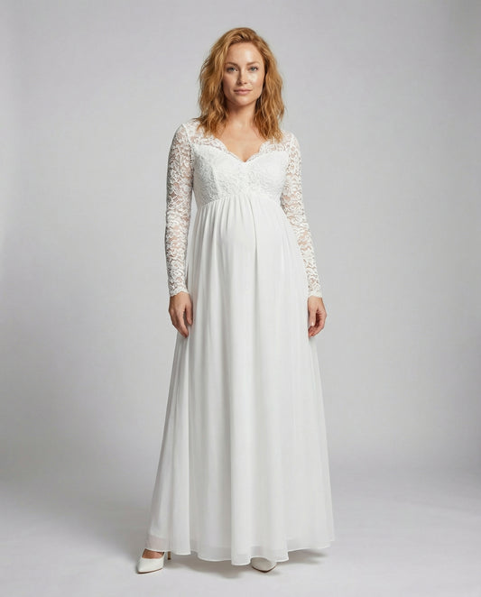 Elegantes Spitzen-Maxikleid für Schwangere