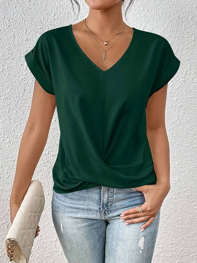 DMT | Kurzarm-V-Ausschnitt-Shirt – Leichtes und stilvolles Basic für Damen