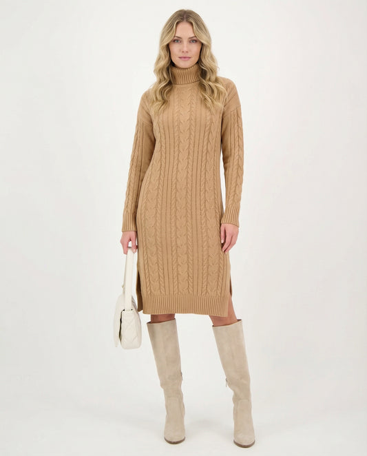 Elegantes Warmes Strickkleid Winter