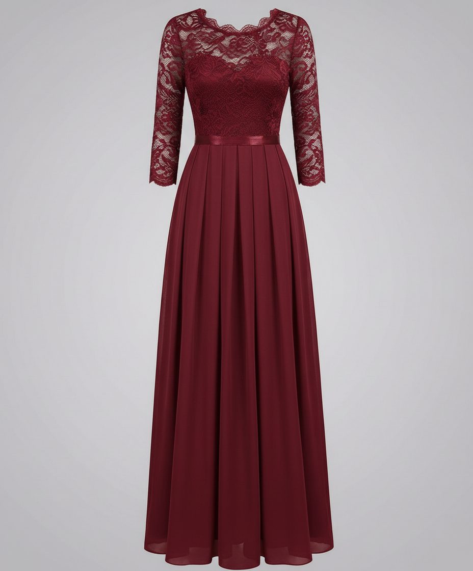 Elegantes Spitzen Brautjungfernkleid