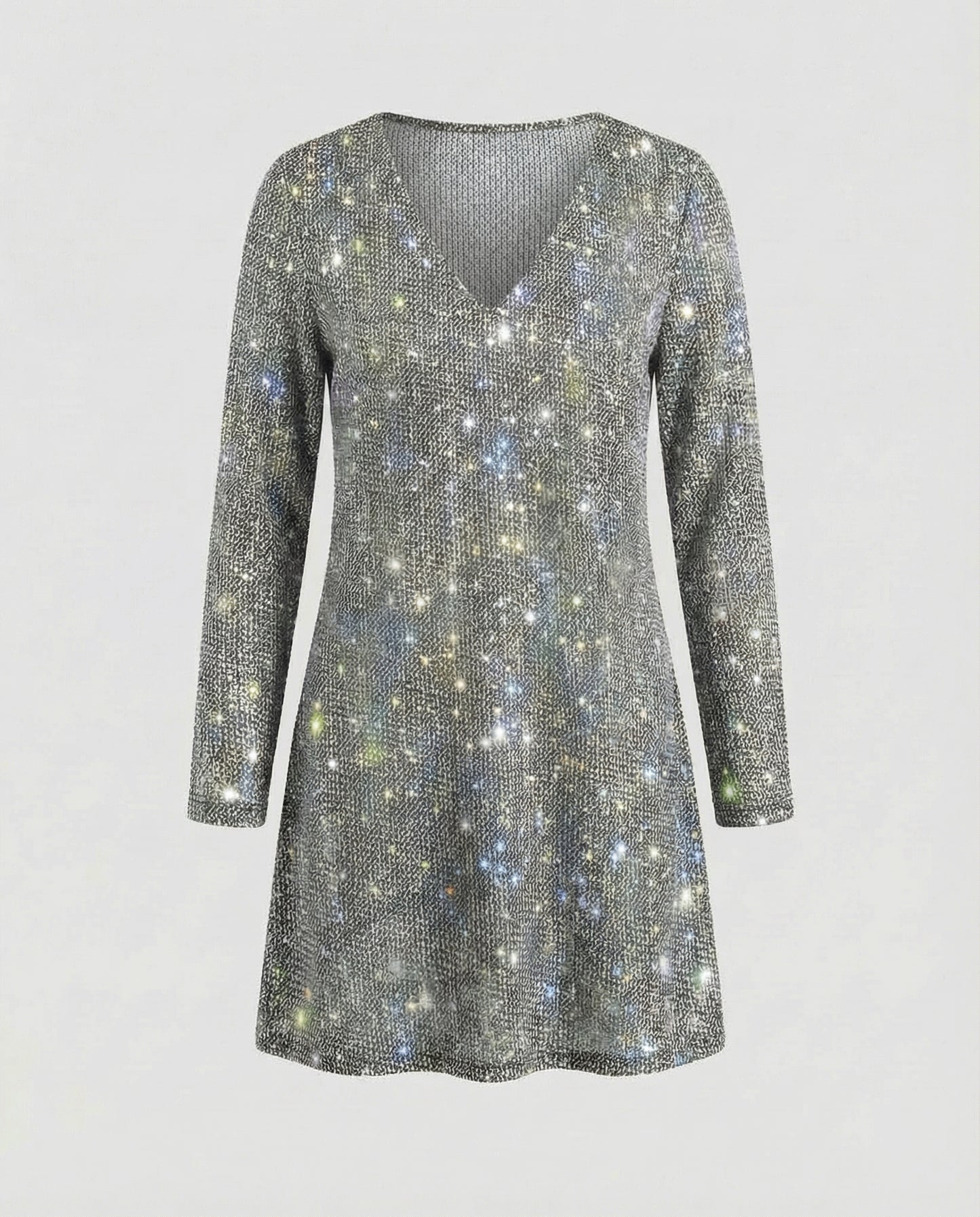 Damen Pailletten Kleid Langarm