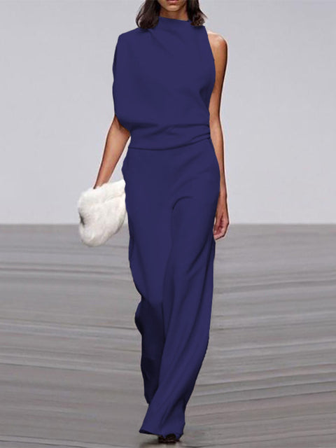 DMT|Damen Jumpsuit Mit Rundhalsausschnitt, Armellos Und Weitem Bein