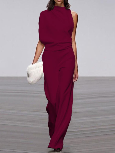 DMT|Damen Jumpsuit Mit Rundhalsausschnitt, Armellos Und Weitem Bein