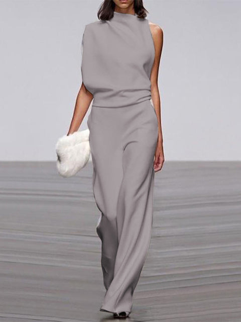 DMT|Damen Jumpsuit Mit Rundhalsausschnitt, Armellos Und Weitem Bein