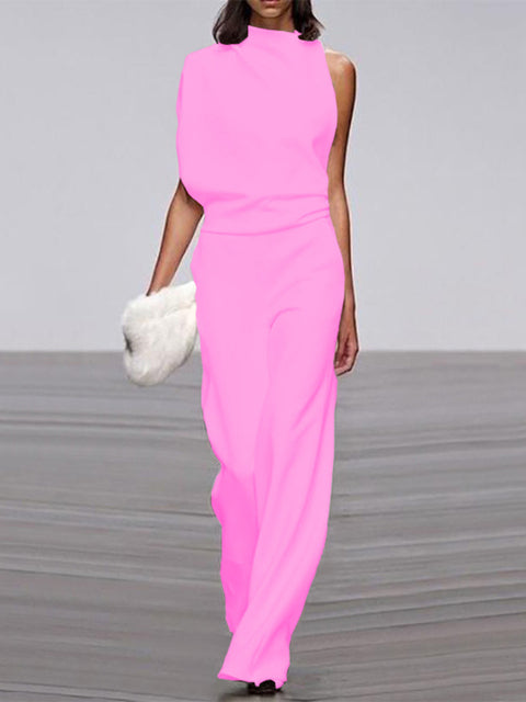 DMT|Damen Jumpsuit Mit Rundhalsausschnitt, Armellos Und Weitem Bein