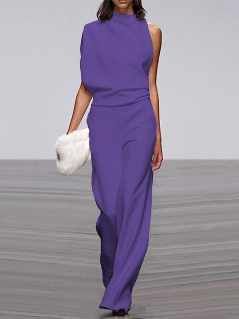 DMT|Damen Jumpsuit Mit Rundhalsausschnitt, Armellos Und Weitem Bein