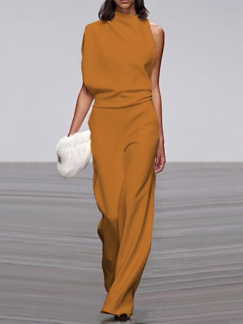 DMT|Damen Jumpsuit Mit Rundhalsausschnitt, Armellos Und Weitem Bein