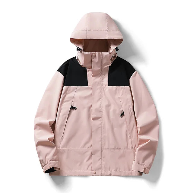 DMT | Unisex Outdoor winddichte und wasserdichte Kapuzenjacken mit langen Ärmeln und farblich passendem Reißverschluss