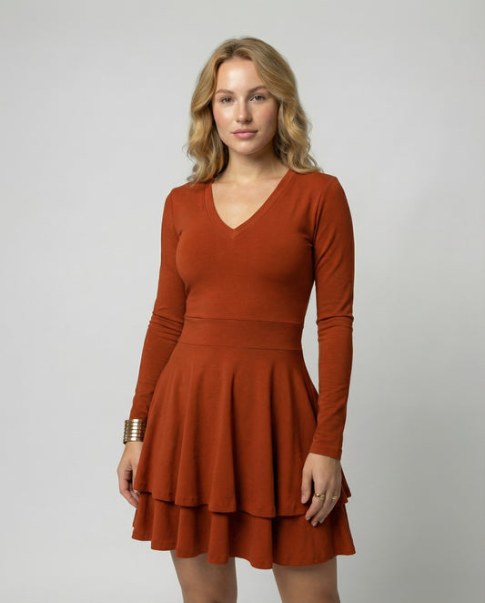 Damen Wickelkleid Rüschen