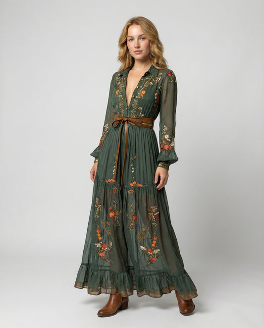 Boho Maxikleid mit V-Ausschnitt